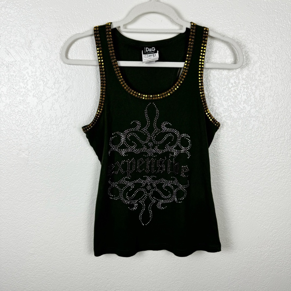 Dolce & Gabbana Black Tank Top with Gold Accents
